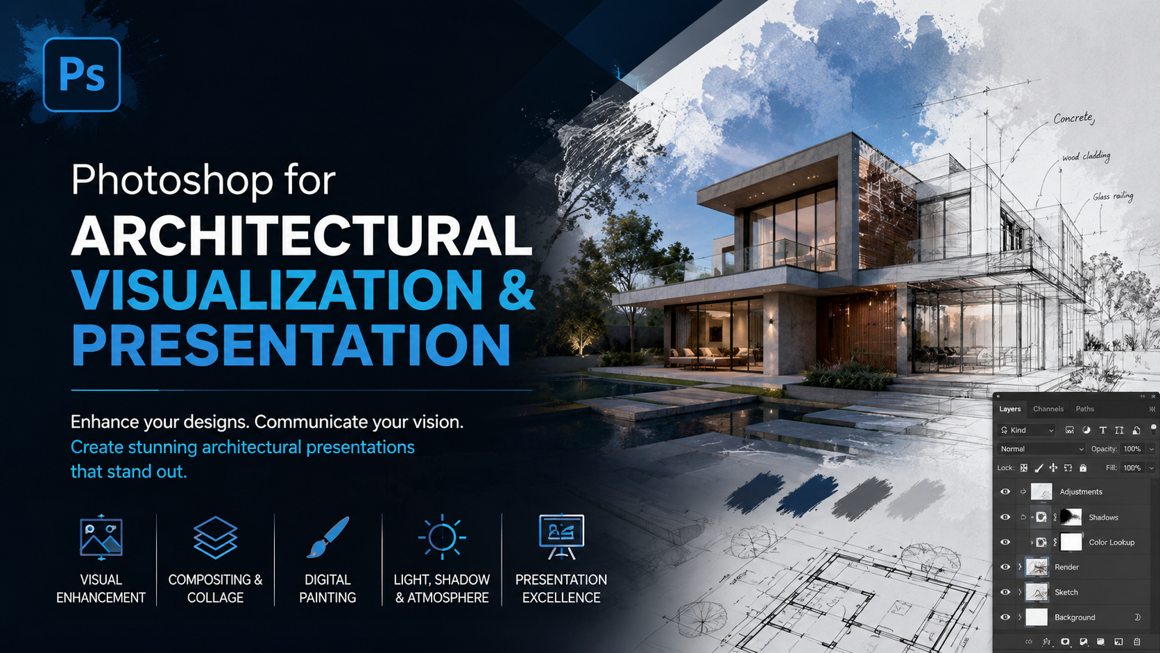 Architecture presentation using Adobe Photoshop