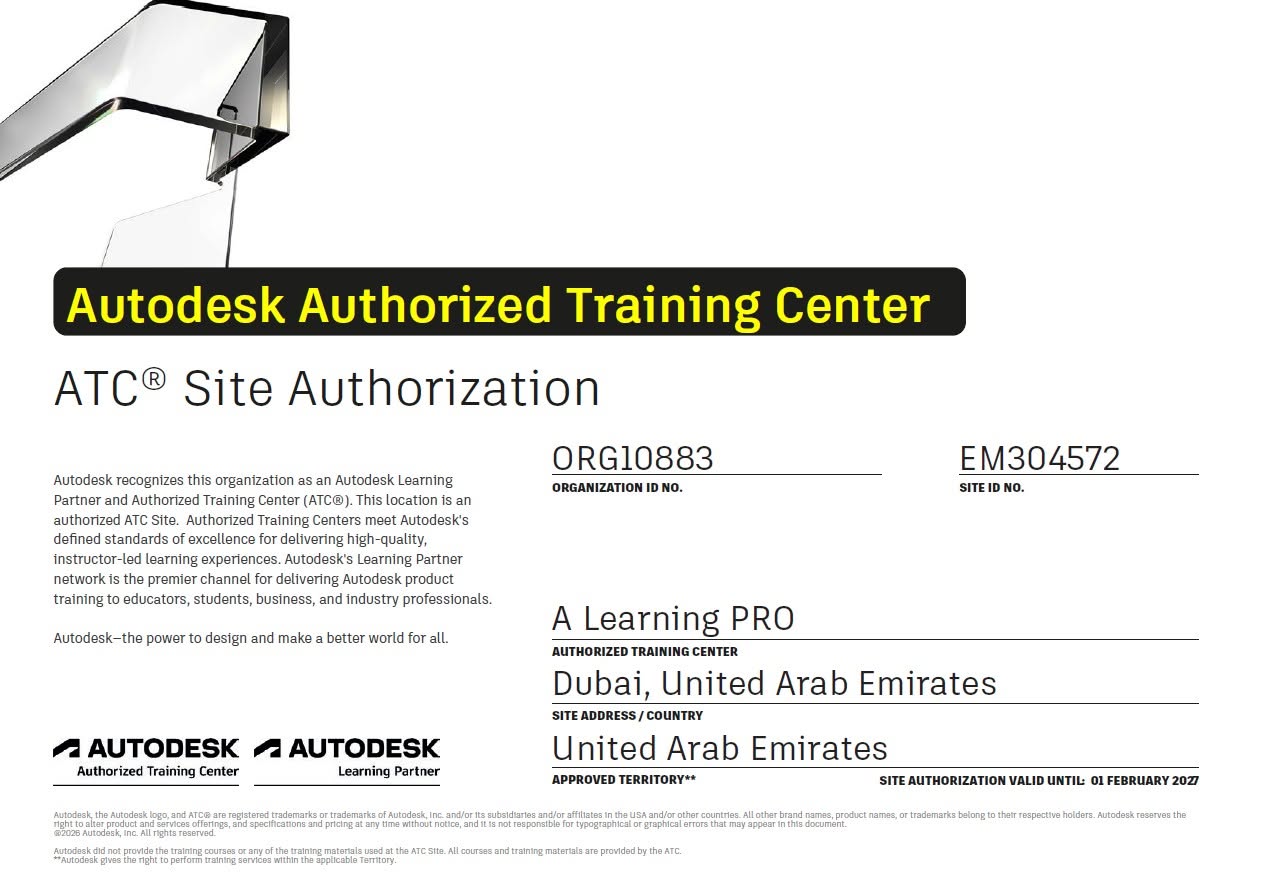 OFFICIALLY RENEWED — AUTODESK AUTHORIZED TRAINING CENTER (ATC®) & AUTODESK LEARNING PARTNER